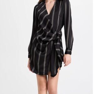 SIMKHAI Black Striped Wrap Dress